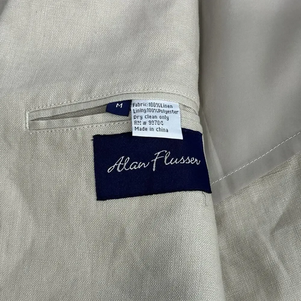 alan flusser 100% linen thomas flax blazer mens size M